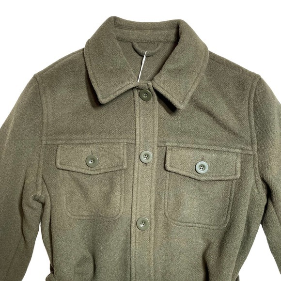 & Other Stories Olive Green Utility Jacket Shacket Wool Size XS - Picture 2 of 7
